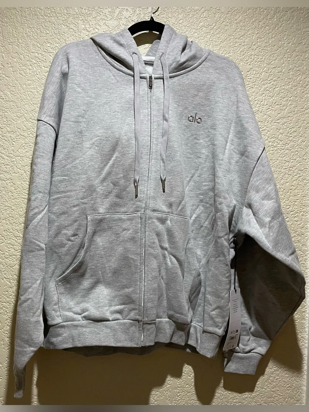 ALO Yoga NWT Accolade Full Zip Hoodie Athletic Heather Grey Relaxed Fit Size L